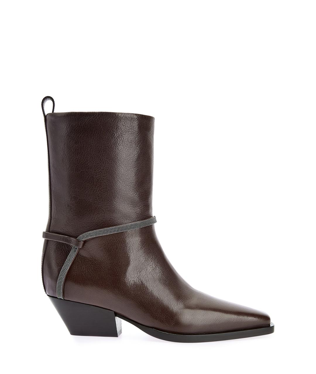 BRUNELLO CUCINELLI Коричневые кожаные ботинки, фото 1