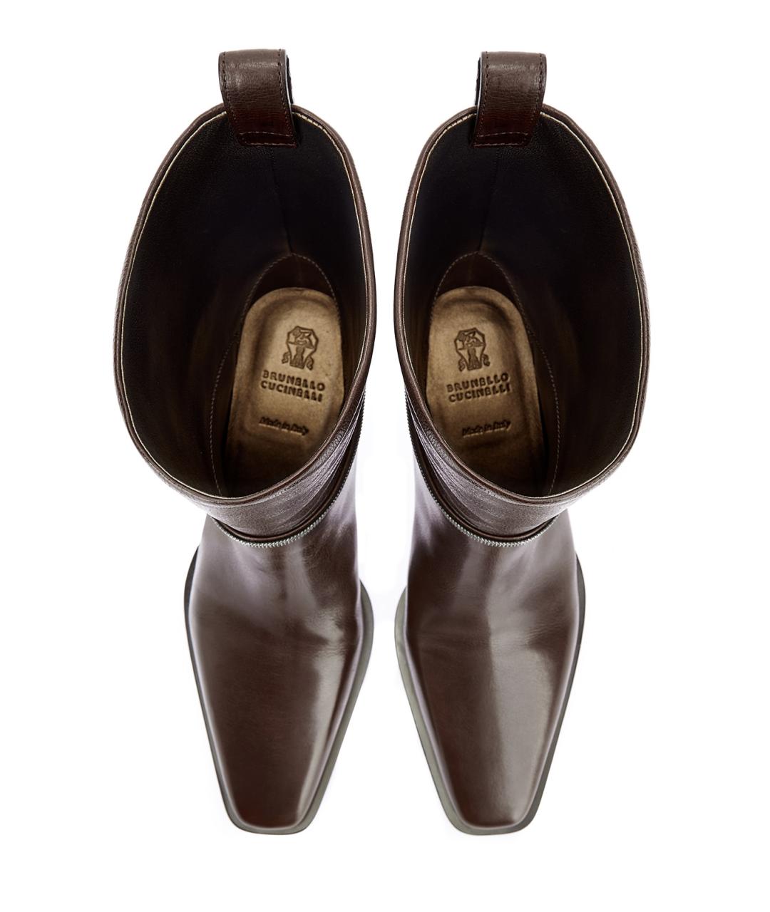 BRUNELLO CUCINELLI Коричневые кожаные ботинки, фото 5