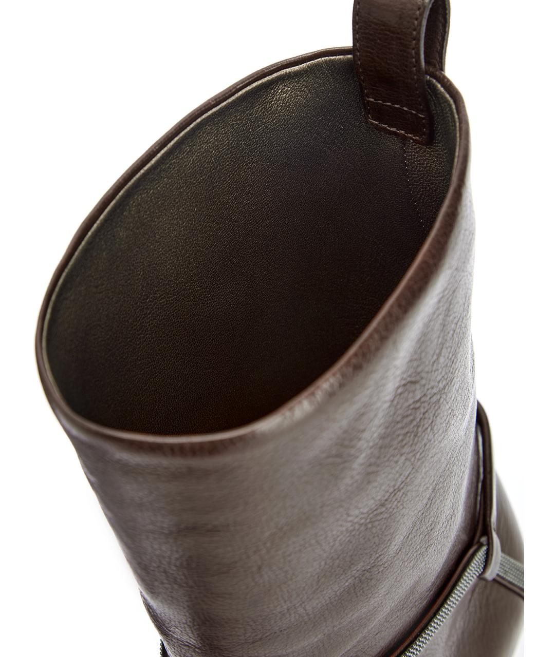 BRUNELLO CUCINELLI Коричневые кожаные ботинки, фото 7