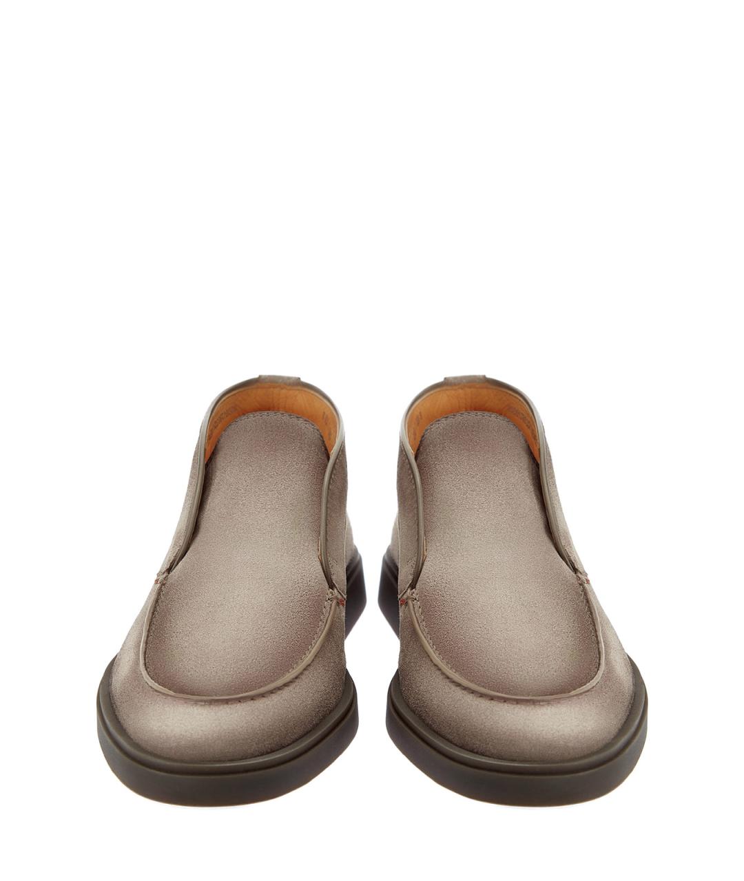 SANTONI Бежевые замшевые низкие ботинки, фото 6