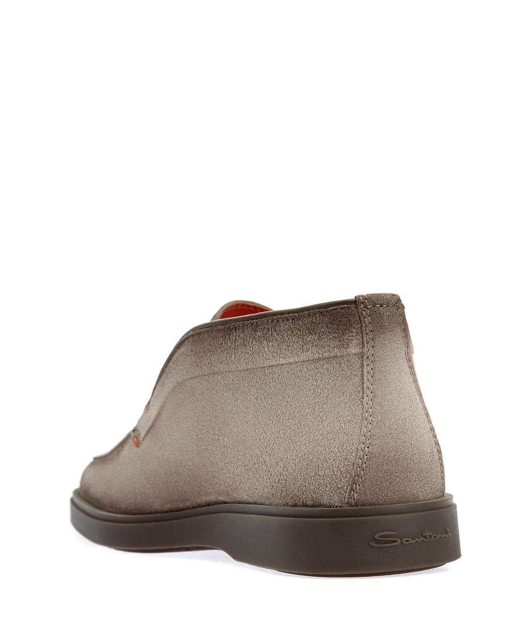 SANTONI Бежевые замшевые низкие ботинки, фото 4