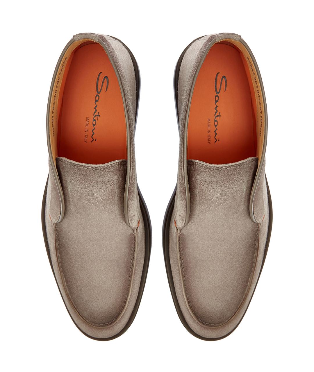 SANTONI Бежевые замшевые низкие ботинки, фото 5