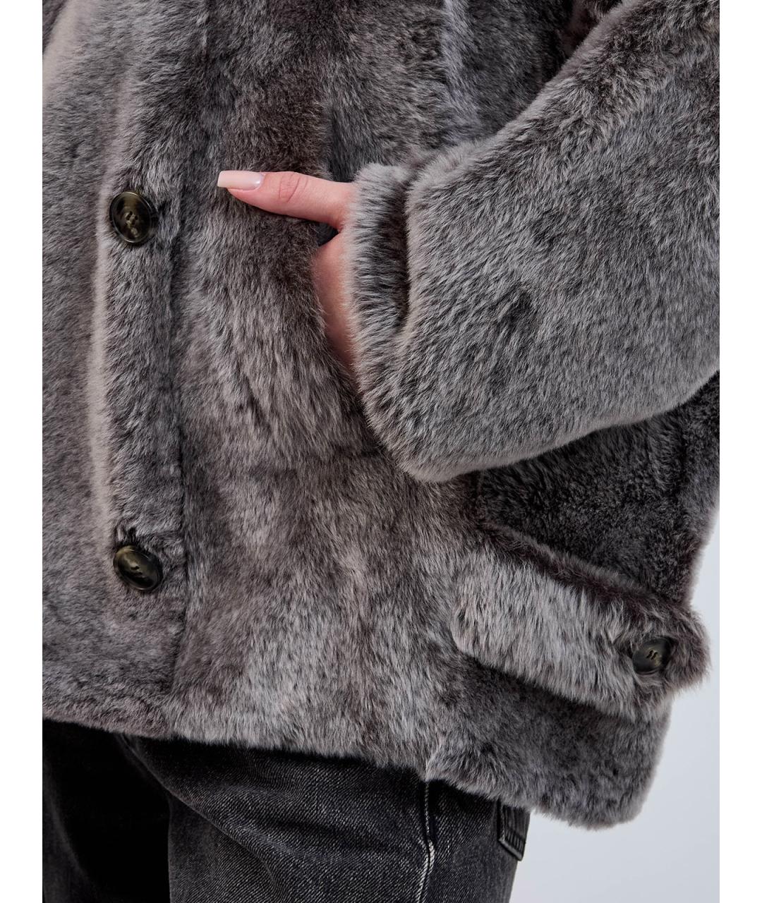 YVES SALOMON Серая меховая шуба, фото 5