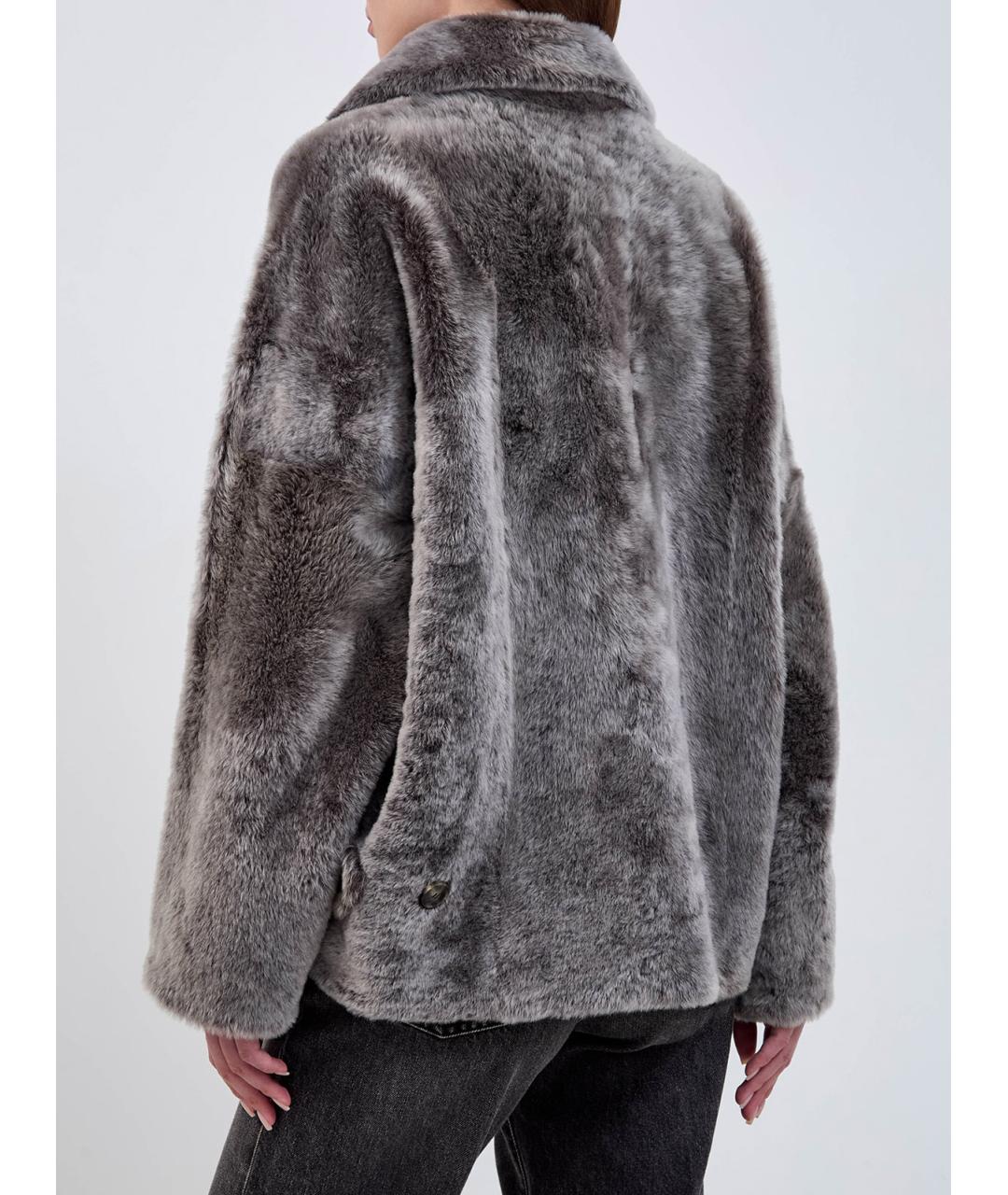 YVES SALOMON Серая меховая шуба, фото 4