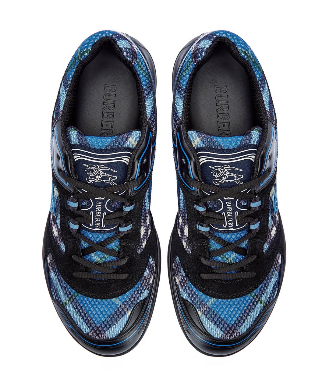 BURBERRY Синие текстильные низкие кроссовки / кеды, фото 5