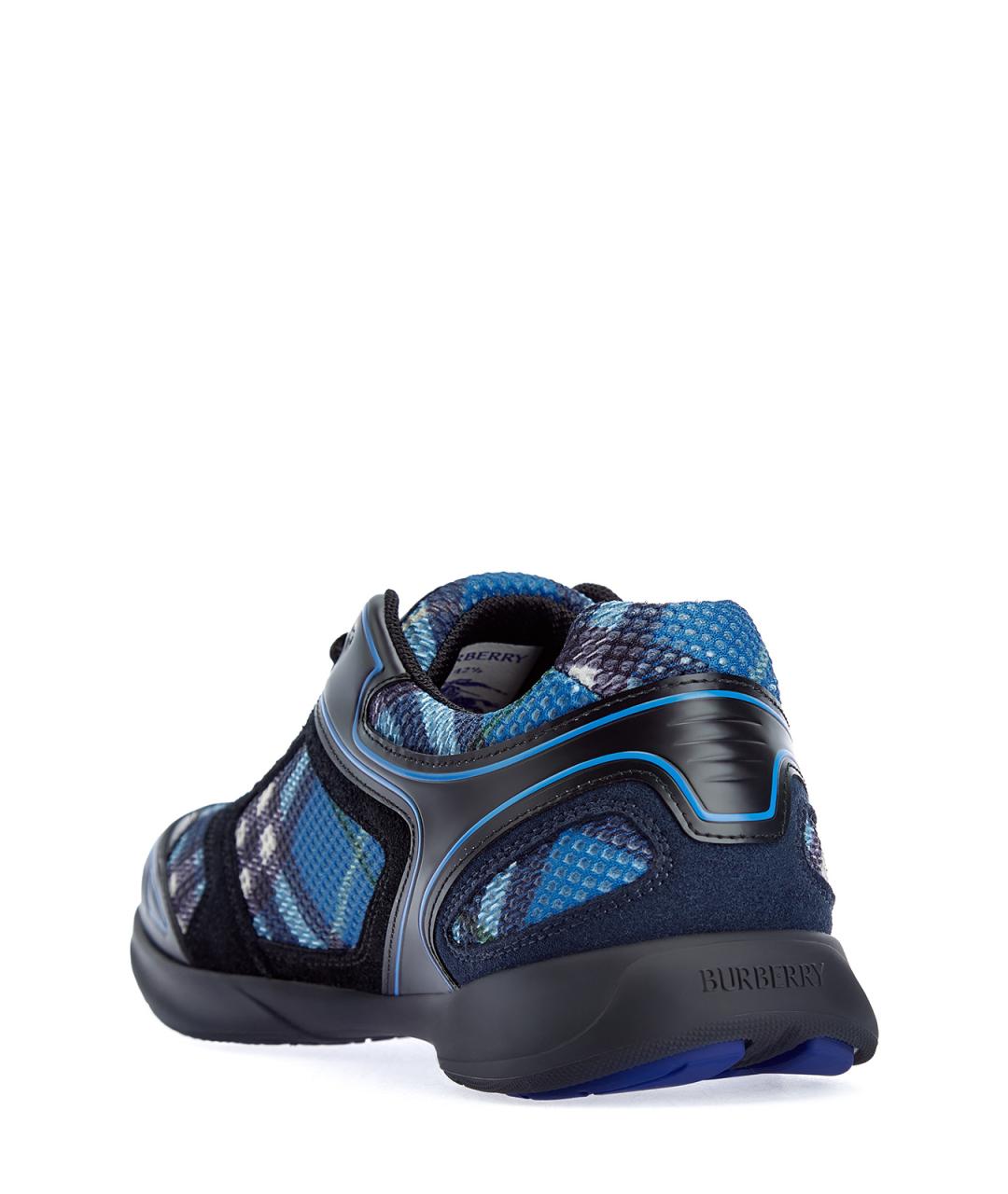 BURBERRY Синие текстильные низкие кроссовки / кеды, фото 4