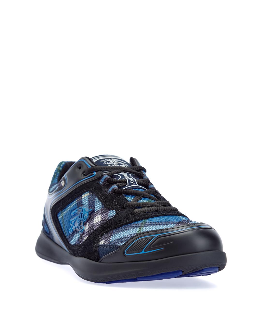 BURBERRY Синие текстильные низкие кроссовки / кеды, фото 3