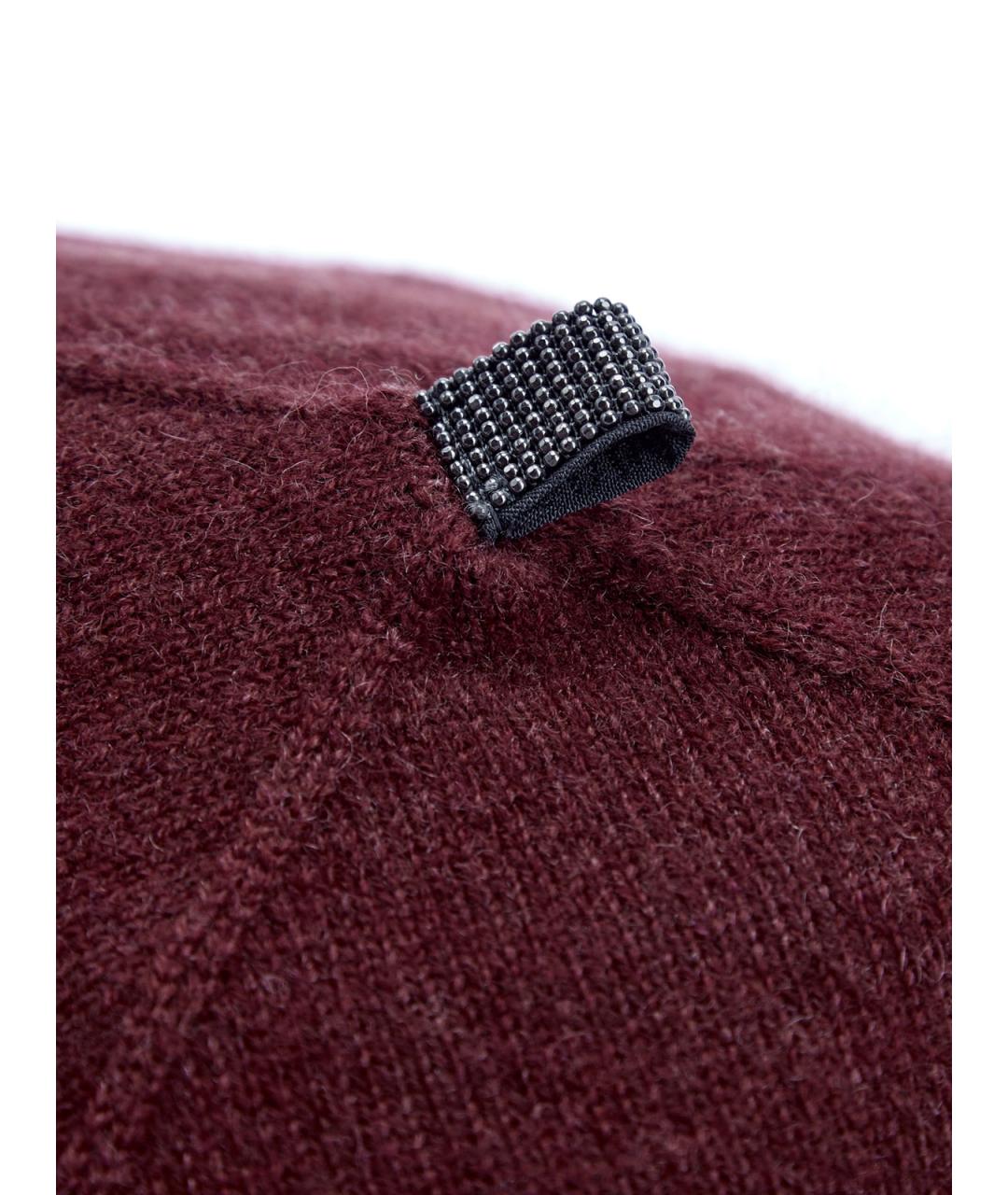 BRUNELLO CUCINELLI Бордовая кашемировая шапка, фото 4