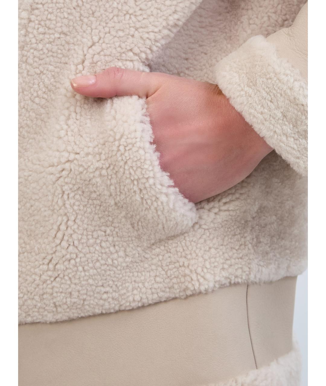 BLANCHA Бежевая меховая дубленка, фото 5