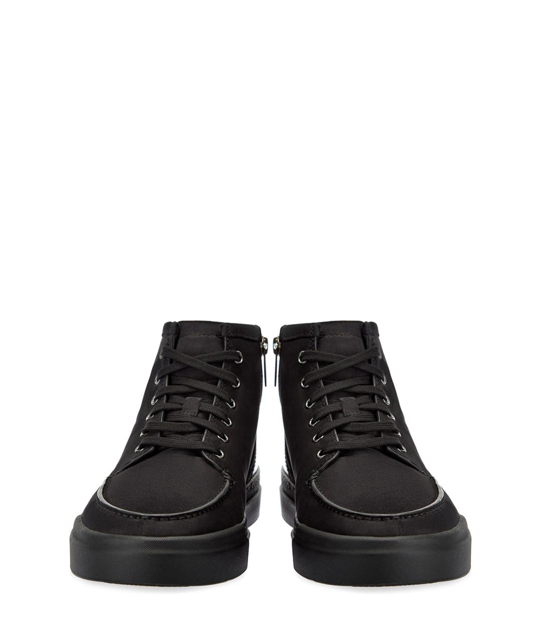 SANTONI Черные нубуковые высокие кроссовки / кеды, фото 5