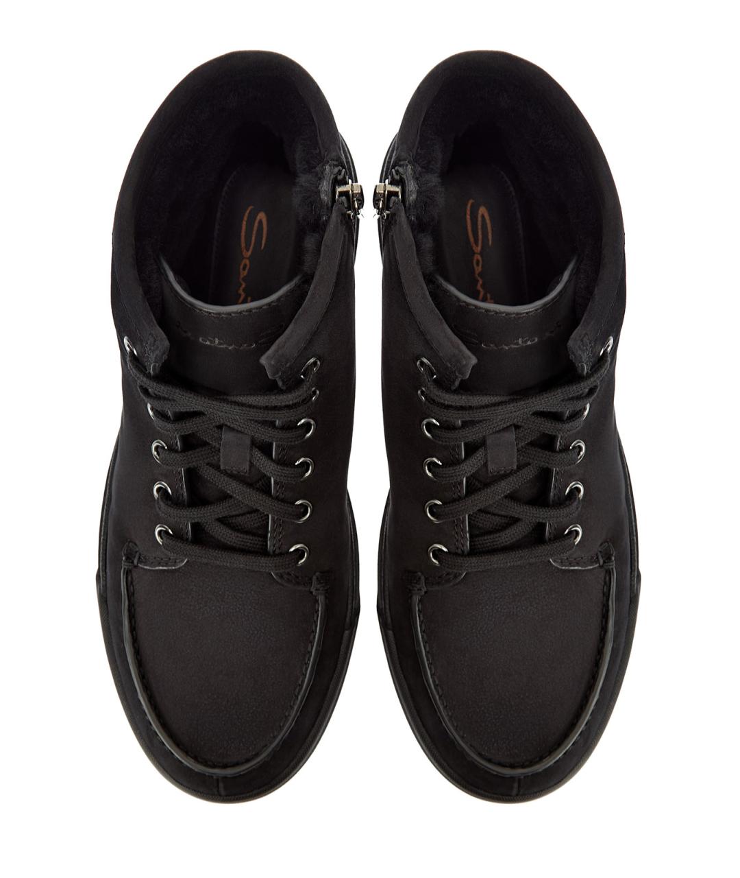 SANTONI Черные нубуковые высокие кроссовки / кеды, фото 2