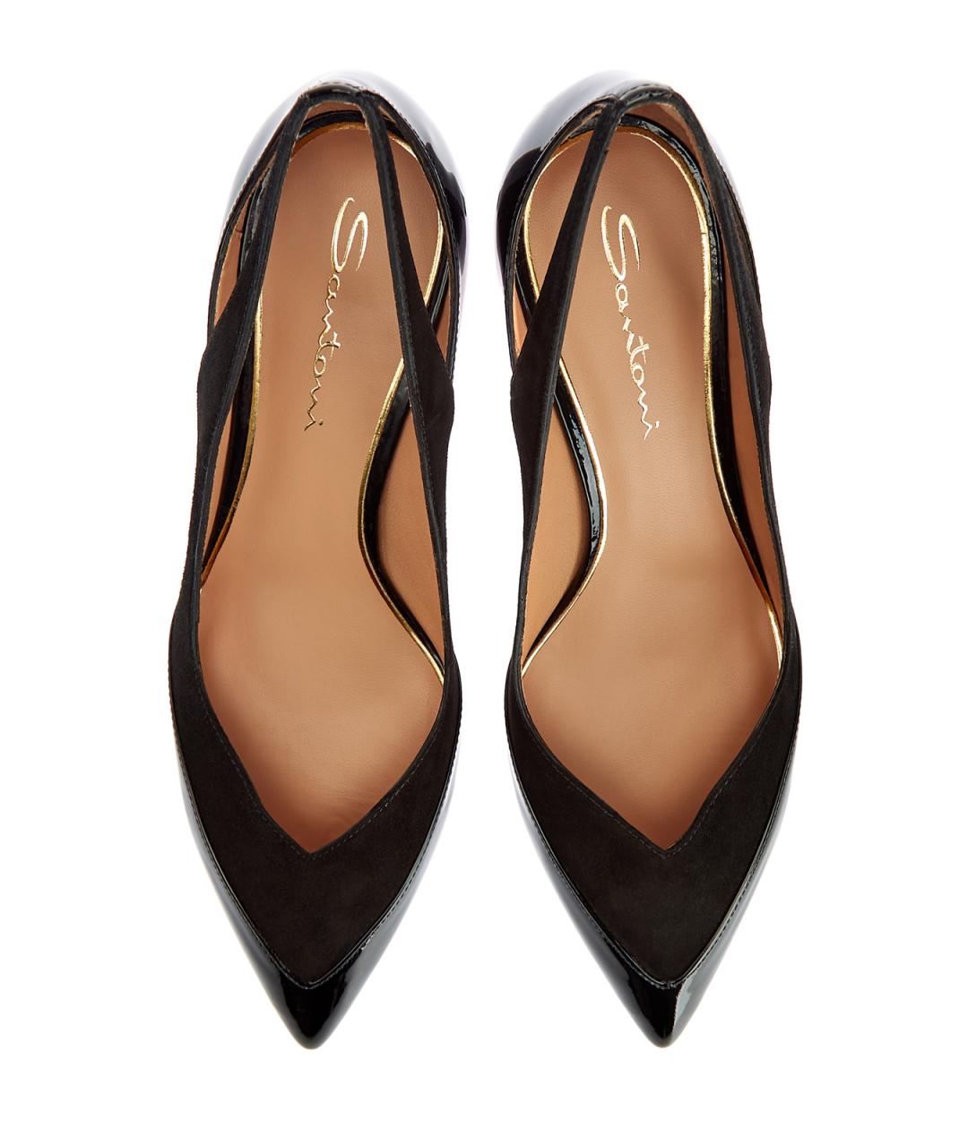 SANTONI Черные туфли из лакированной кожи, фото 4