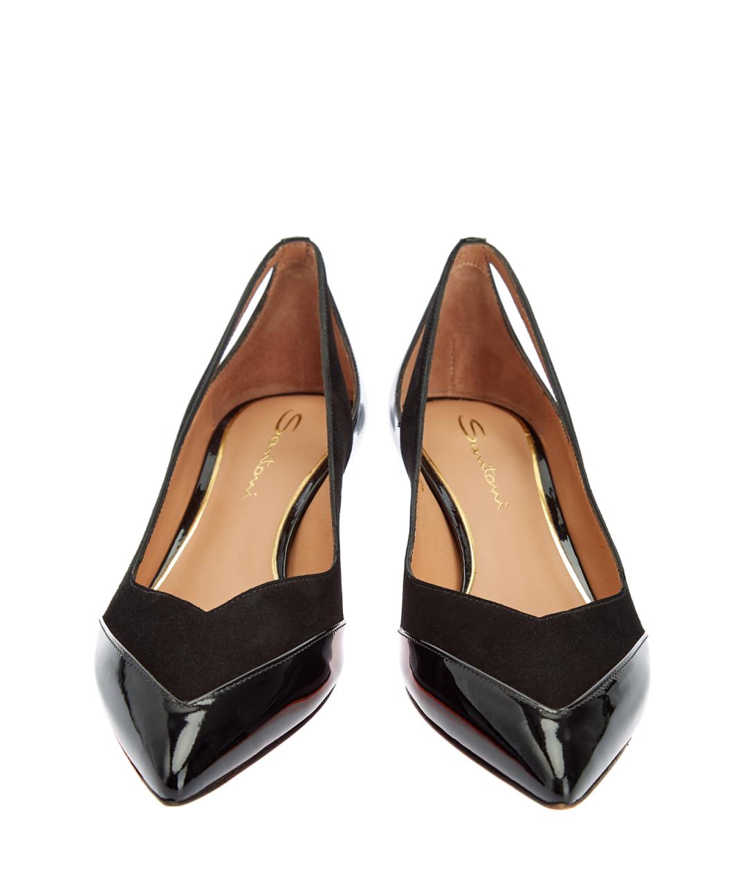 SANTONI Черные туфли из лакированной кожи, фото 5