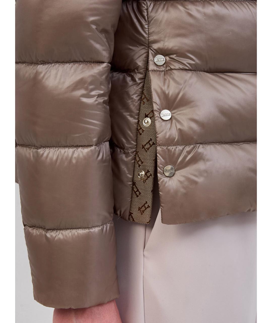 HERNO Коричневый полиамидовый пуховик, фото 5