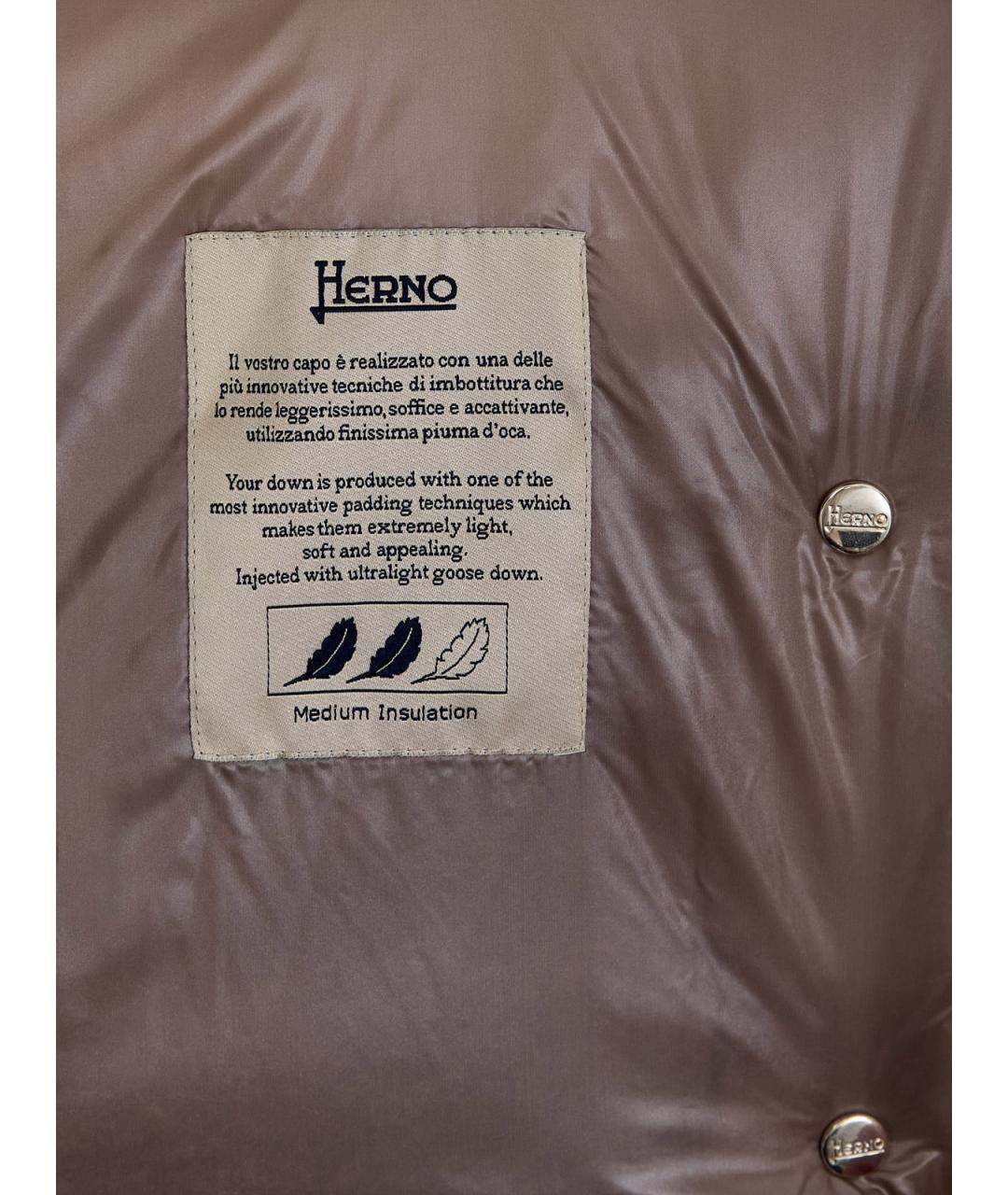 HERNO Коричневый полиамидовый пуховик, фото 7
