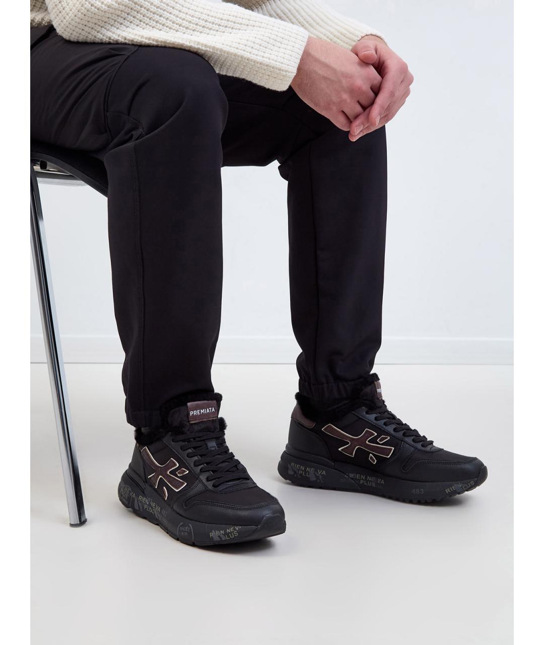 PREMIATA Черные синтетические низкие кроссовки / кеды, фото 2
