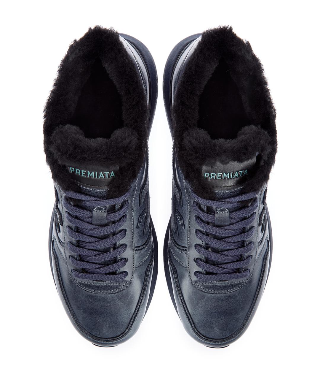 PREMIATA Синие кожаные низкие кроссовки / кеды, фото 5