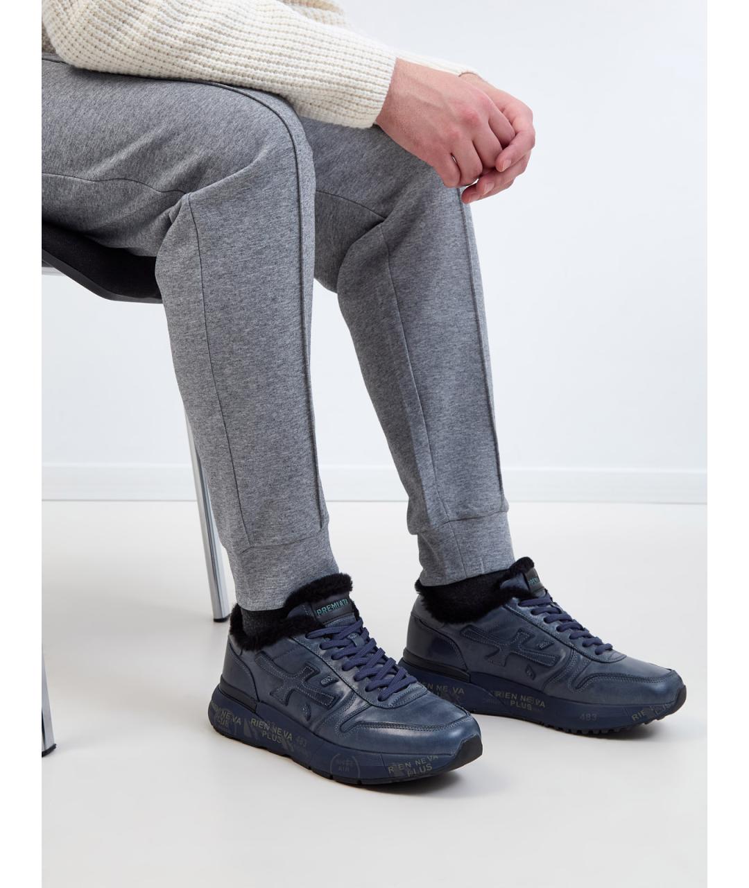 PREMIATA Синие кожаные низкие кроссовки / кеды, фото 2