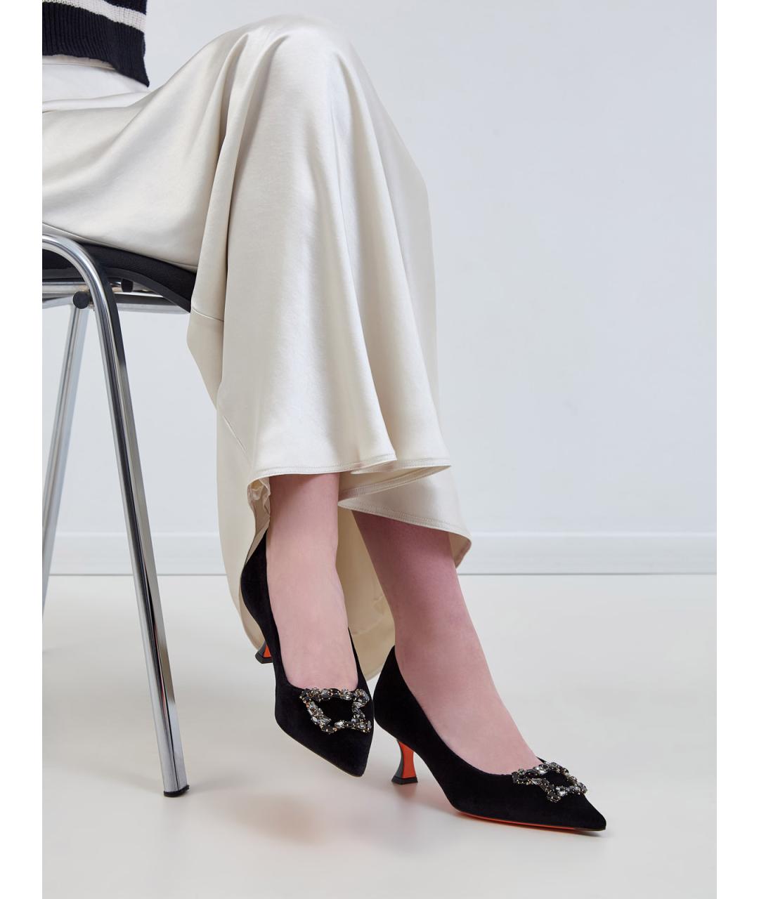 SANTONI Черные текстильные туфли, фото 2