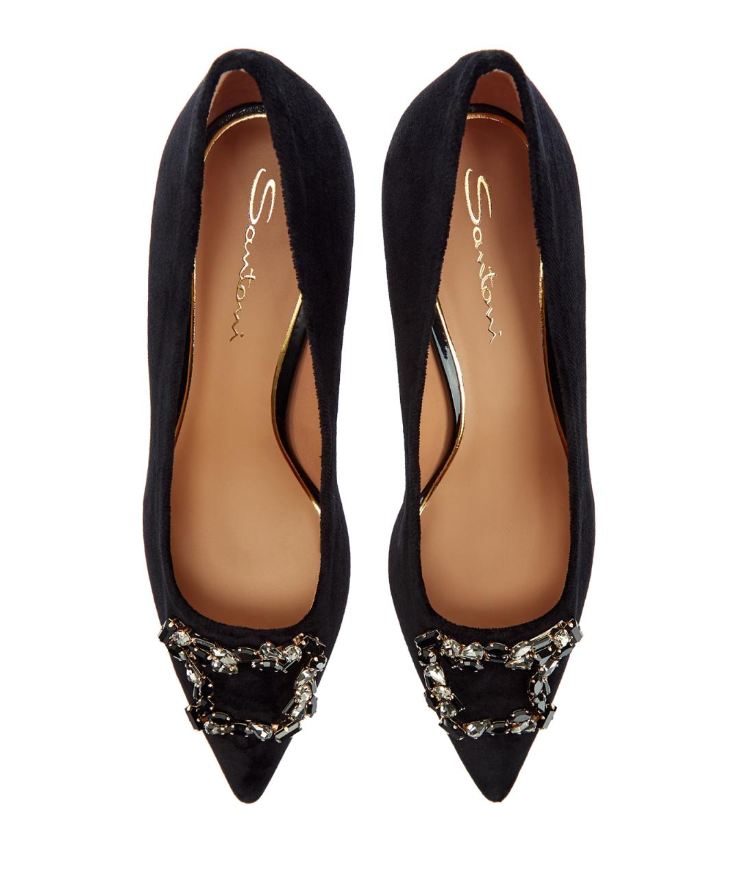 SANTONI Черные текстильные туфли, фото 5