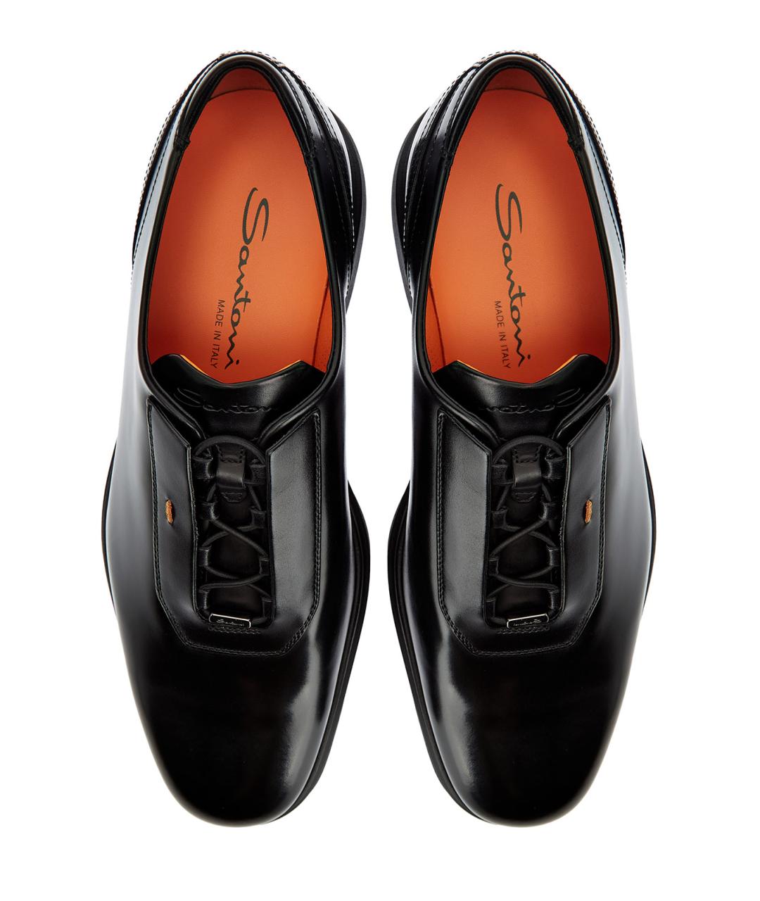 SANTONI Черные кожаные низкие ботинки, фото 5