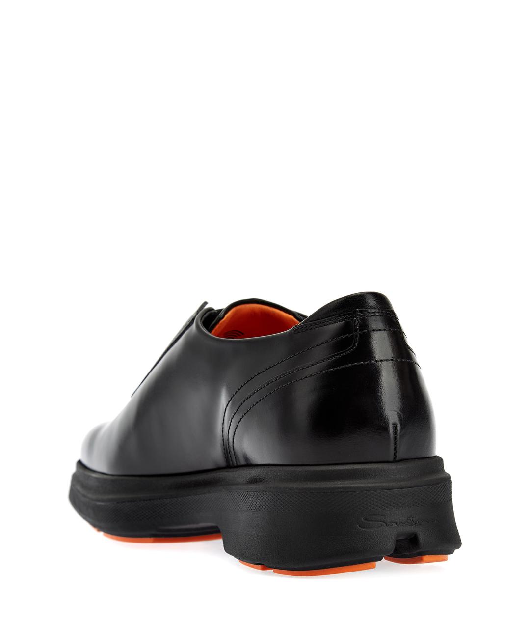 SANTONI Черные кожаные низкие ботинки, фото 4