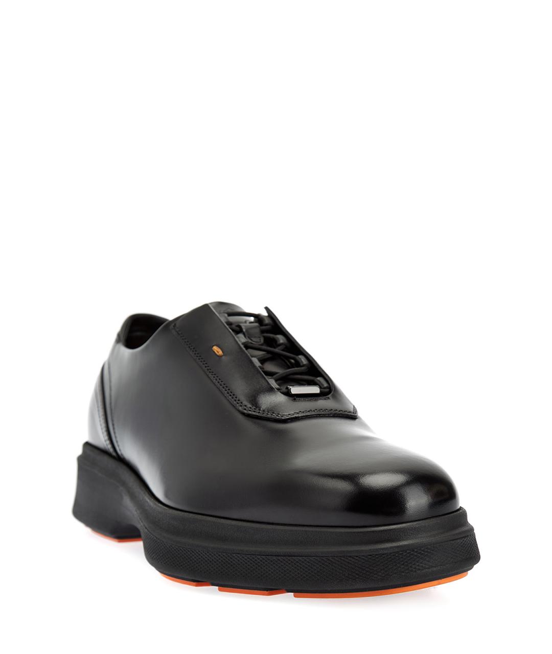 SANTONI Черные кожаные низкие ботинки, фото 3