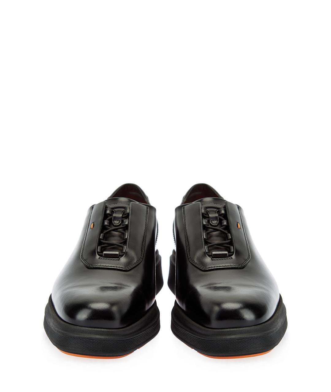 SANTONI Черные кожаные низкие ботинки, фото 6