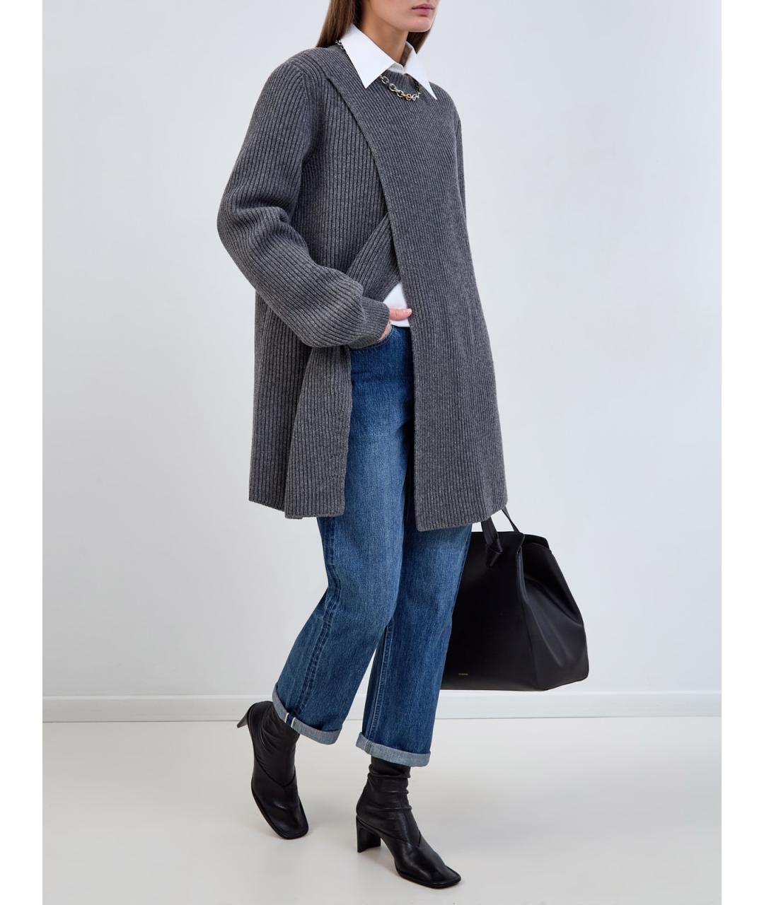 JIL SANDER Серый шерстяной джемпер / свитер, фото 2