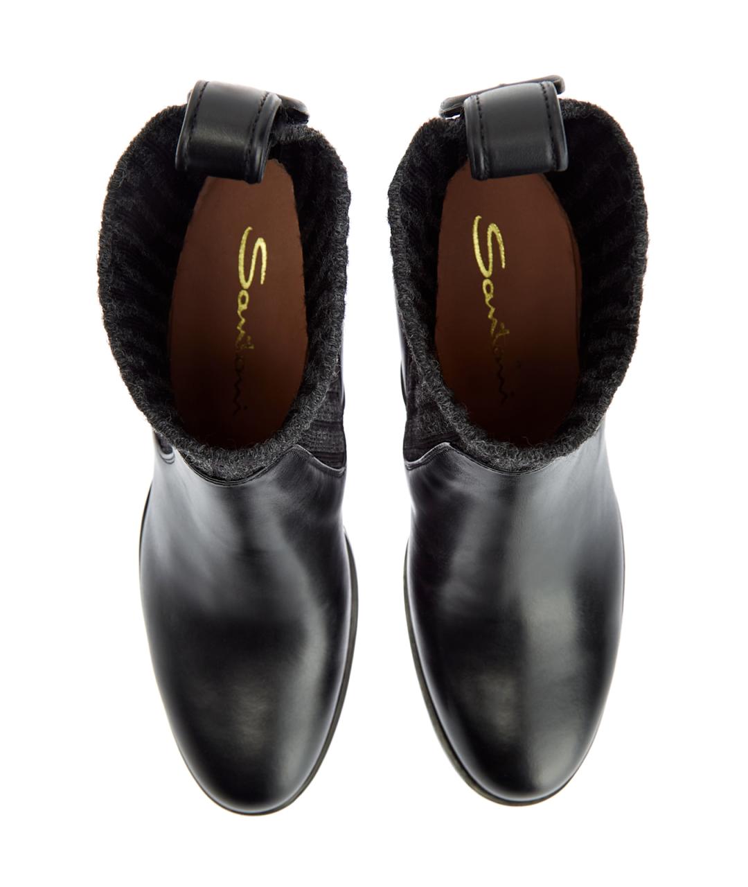 SANTONI Черные кожаные ботинки, фото 5