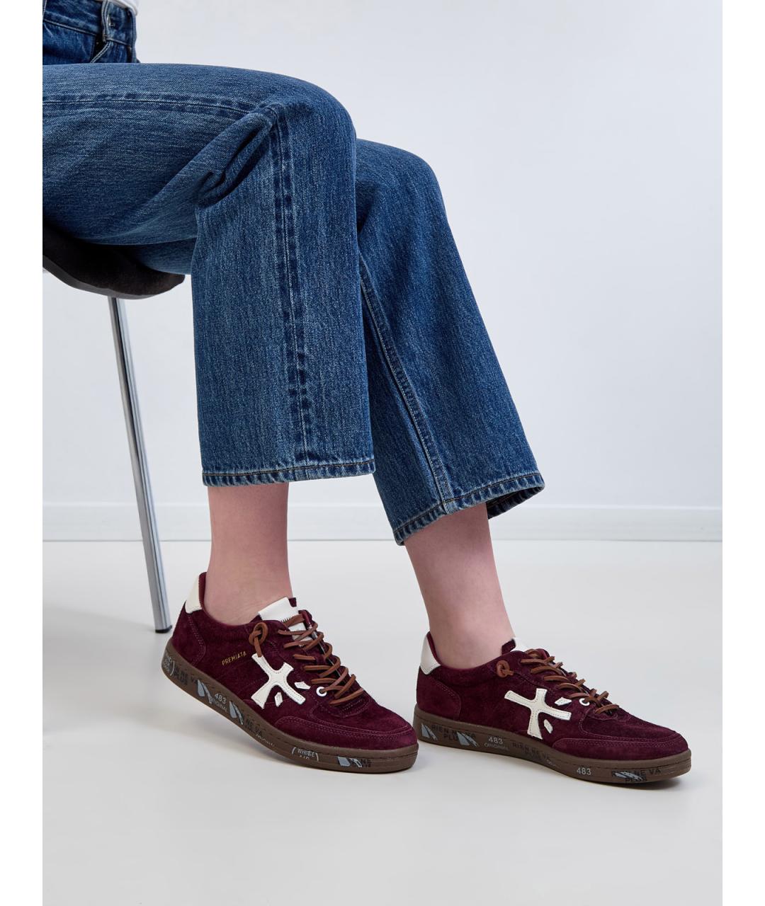 PREMIATA Бордовые замшевые кеды, фото 2