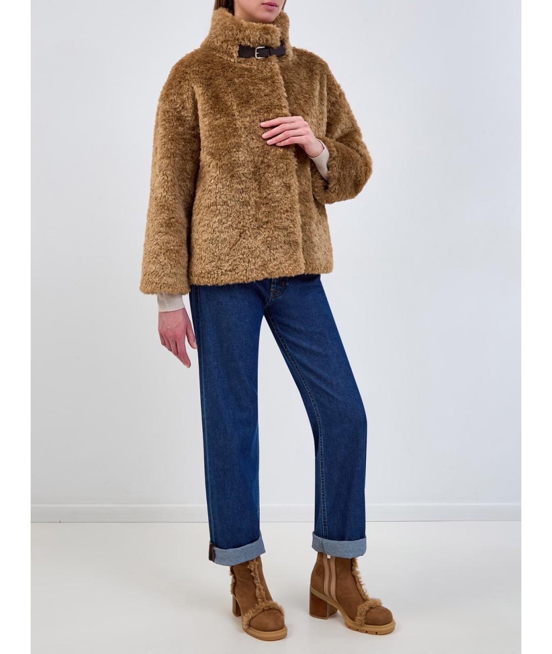 HERNO Коричневая полиэстеровая шуба, фото 2