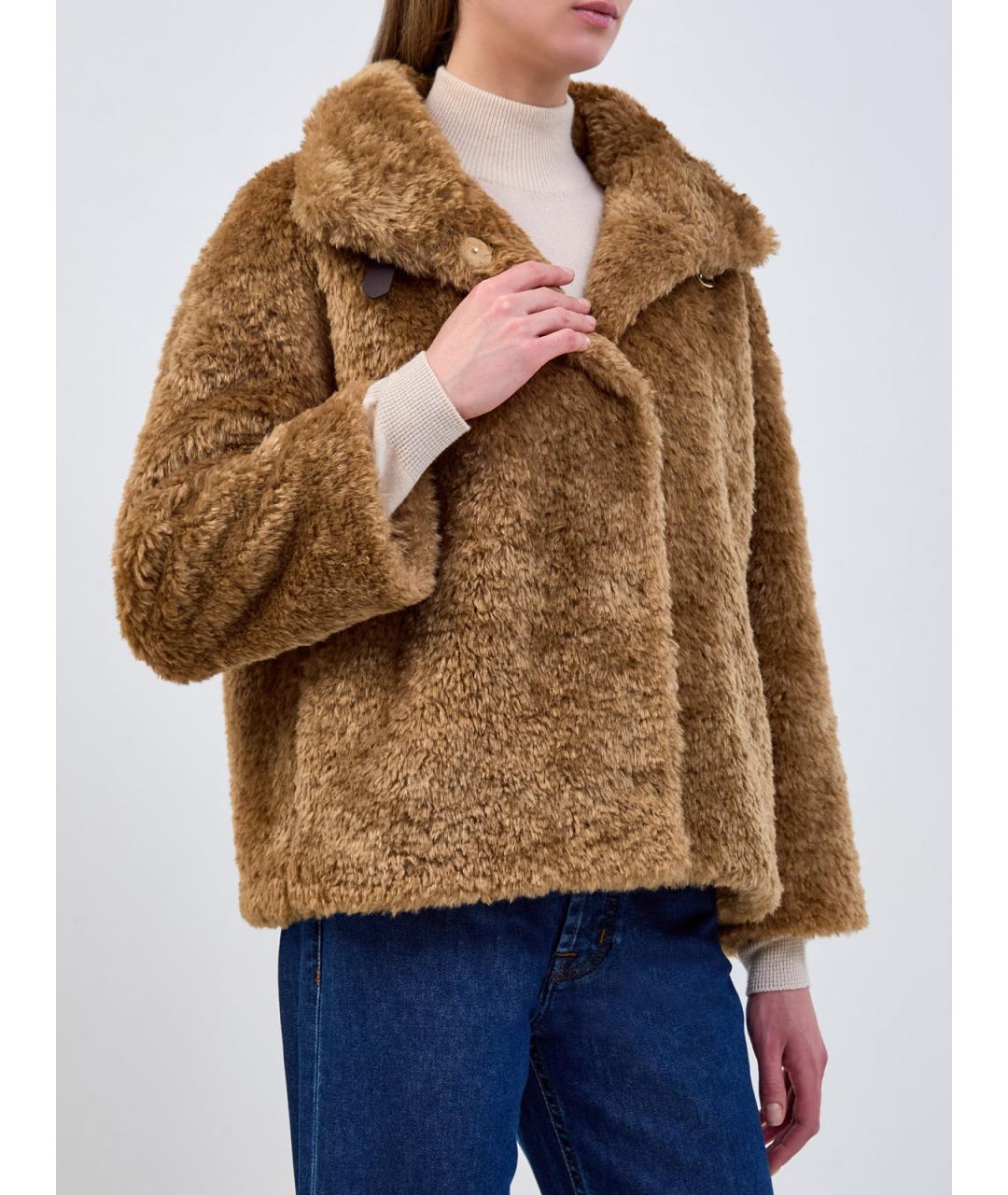 HERNO Коричневая полиэстеровая шуба, фото 3