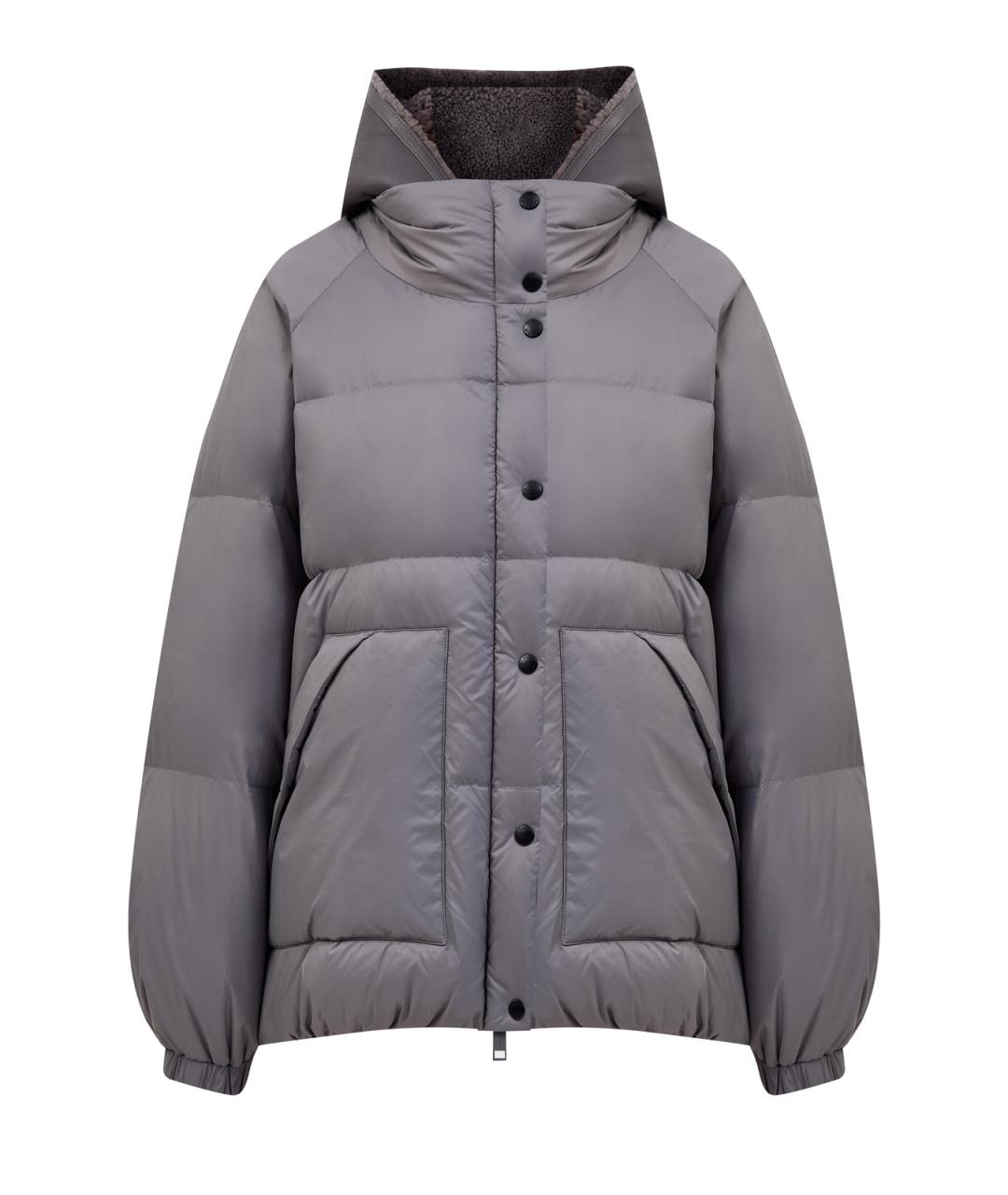 YVES SALOMON Серый полиамидовый пуховик, фото 1