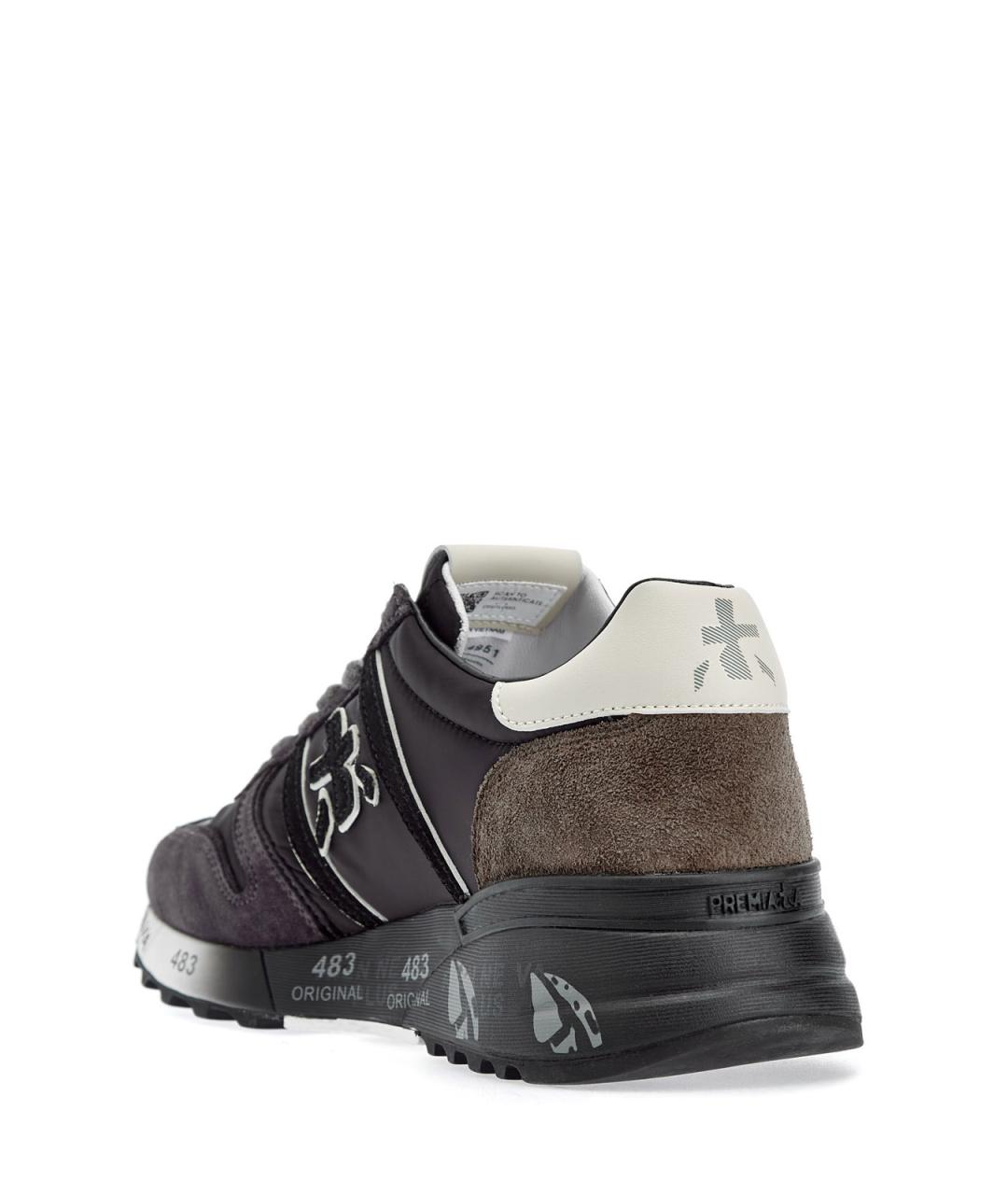 PREMIATA Коричневые текстильные низкие кроссовки / кеды, фото 4