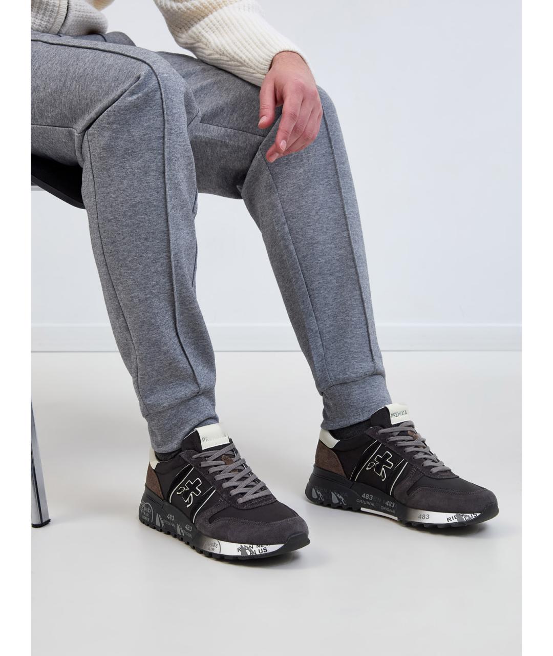 PREMIATA Коричневые текстильные низкие кроссовки / кеды, фото 2