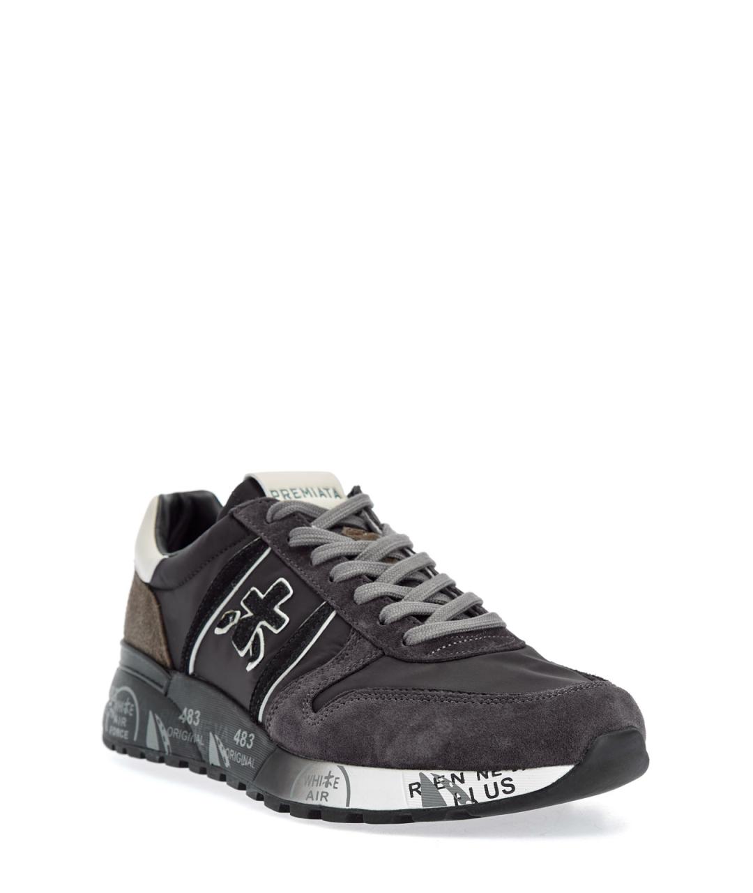 PREMIATA Коричневые текстильные низкие кроссовки / кеды, фото 3