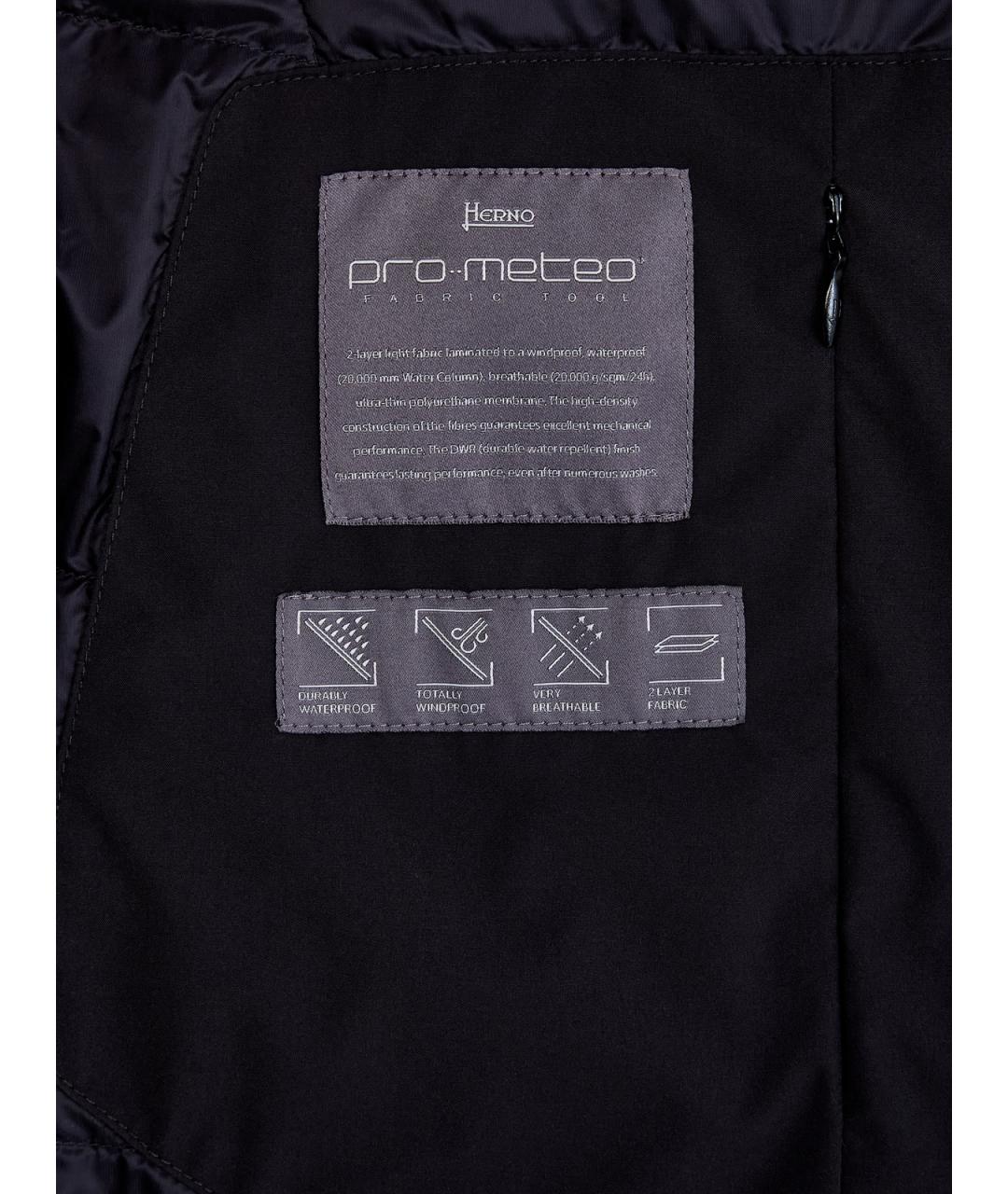 HERNO Черный полиэстеровый пуховик, фото 7