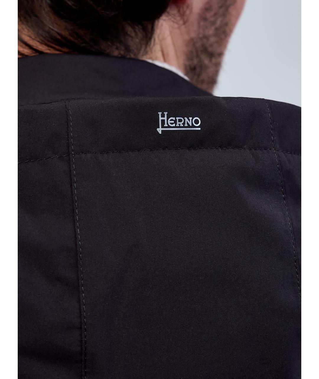 HERNO Черный полиэстеровый пуховик, фото 6