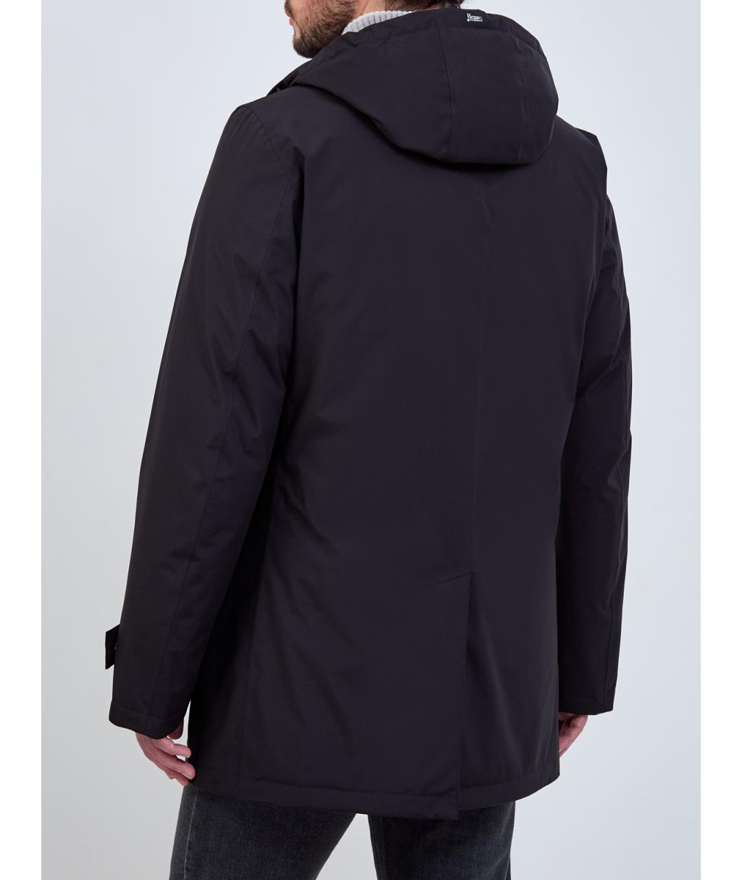 HERNO Черный полиэстеровый пуховик, фото 4