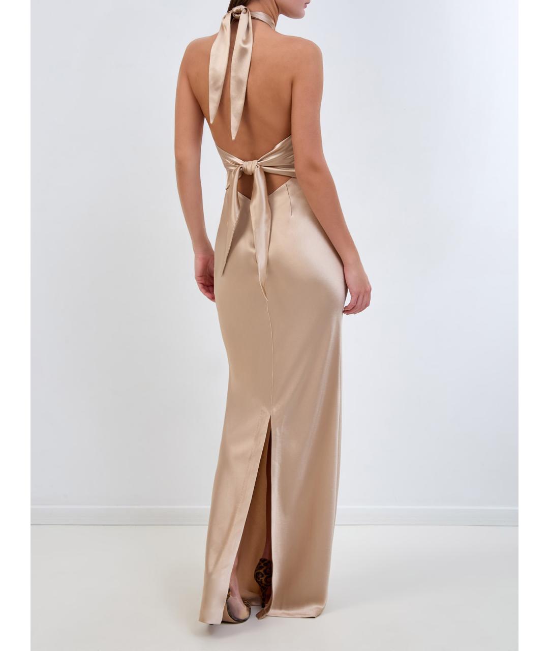 Retrofete Бежевое ацетатное вечернее платье, фото 4
