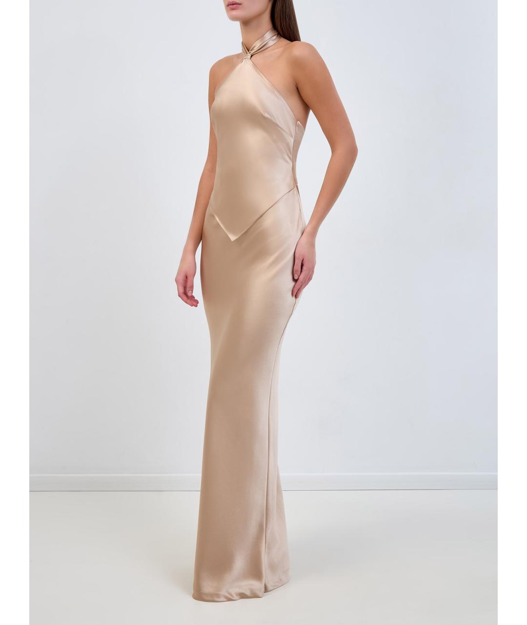 Retrofete Бежевое ацетатное вечернее платье, фото 3