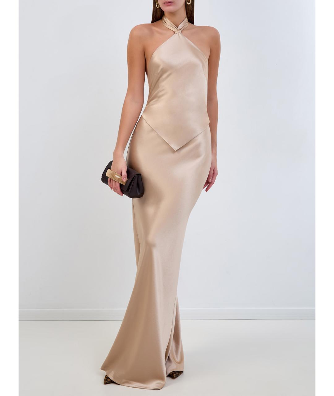 Retrofete Бежевое ацетатное вечернее платье, фото 2