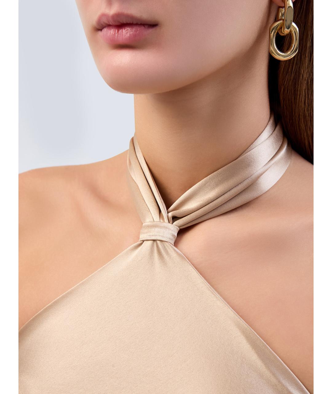 Retrofete Бежевое ацетатное вечернее платье, фото 5