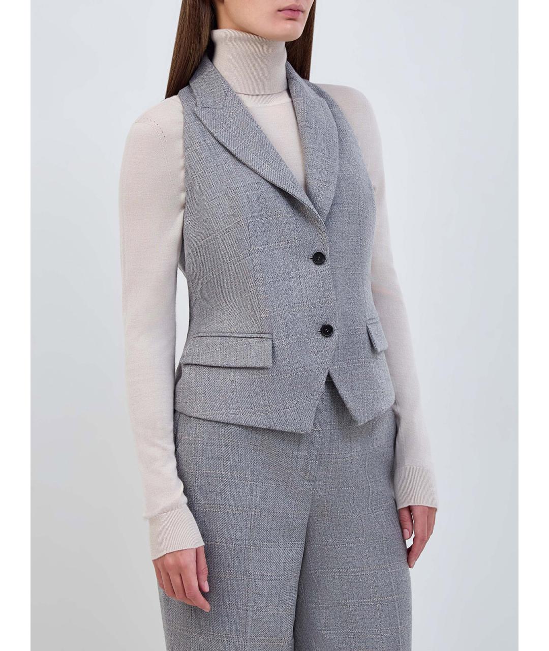 LORENA ANTONIAZZI Серый шерстяной жилет, фото 3