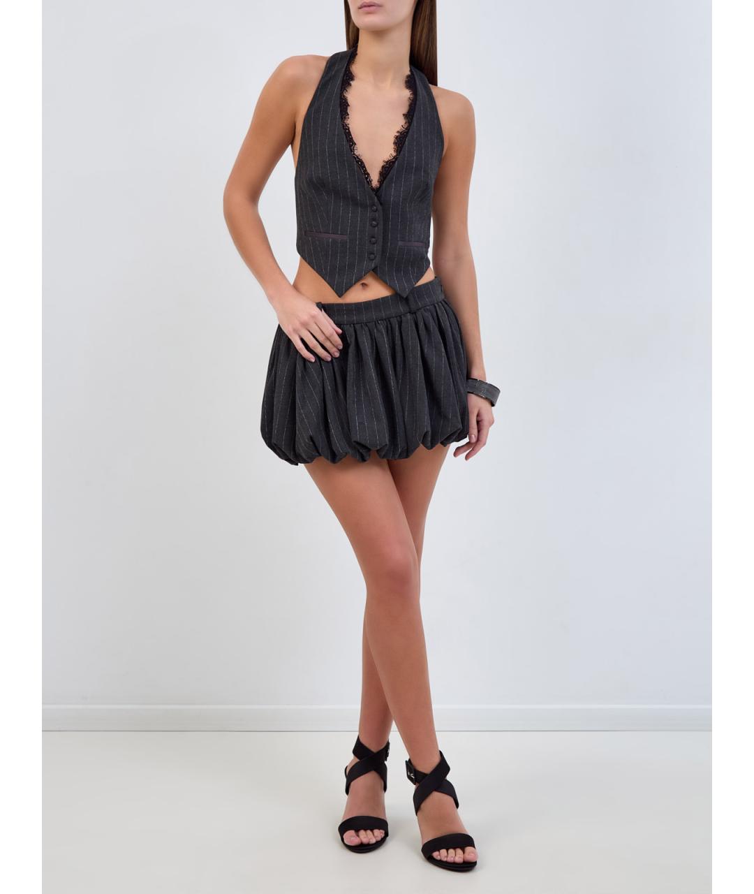 Retrofete Серая полиэстеровая юбка мини, фото 2