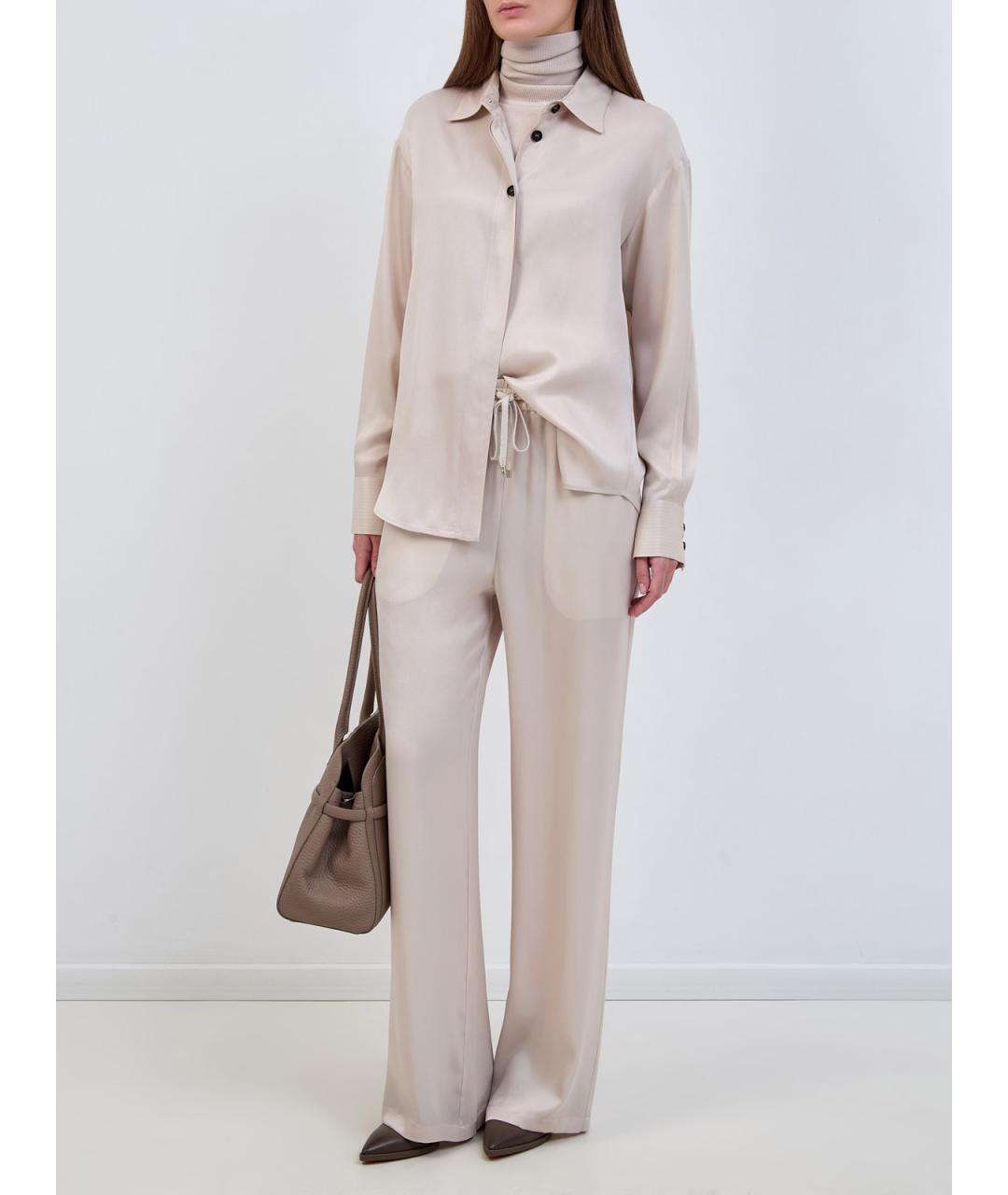 LORENA ANTONIAZZI Бежевые ацетатные прямые брюки, фото 2