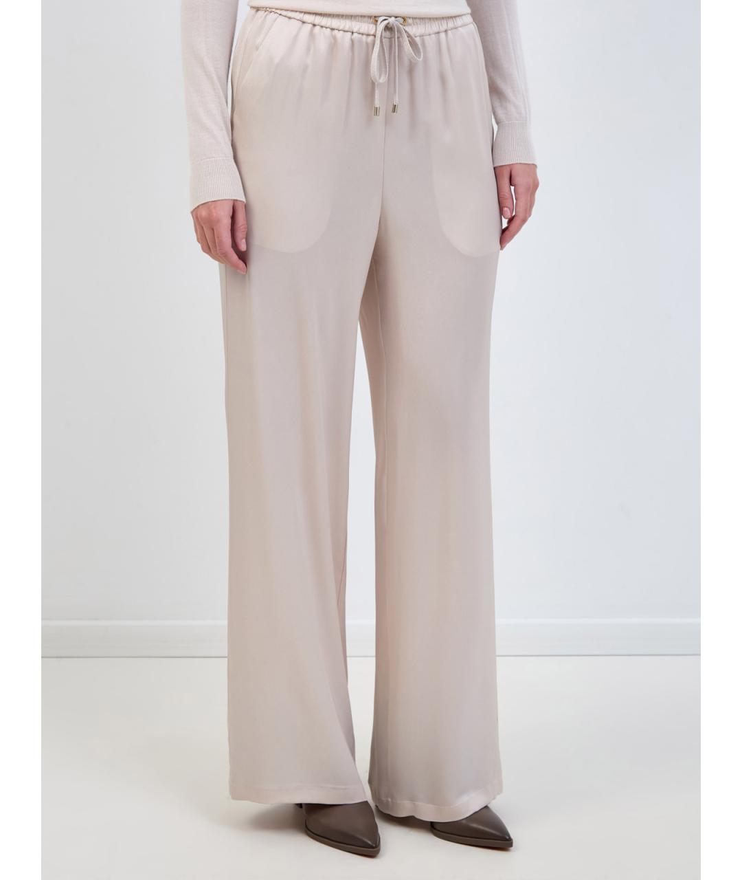 LORENA ANTONIAZZI Бежевые ацетатные прямые брюки, фото 3