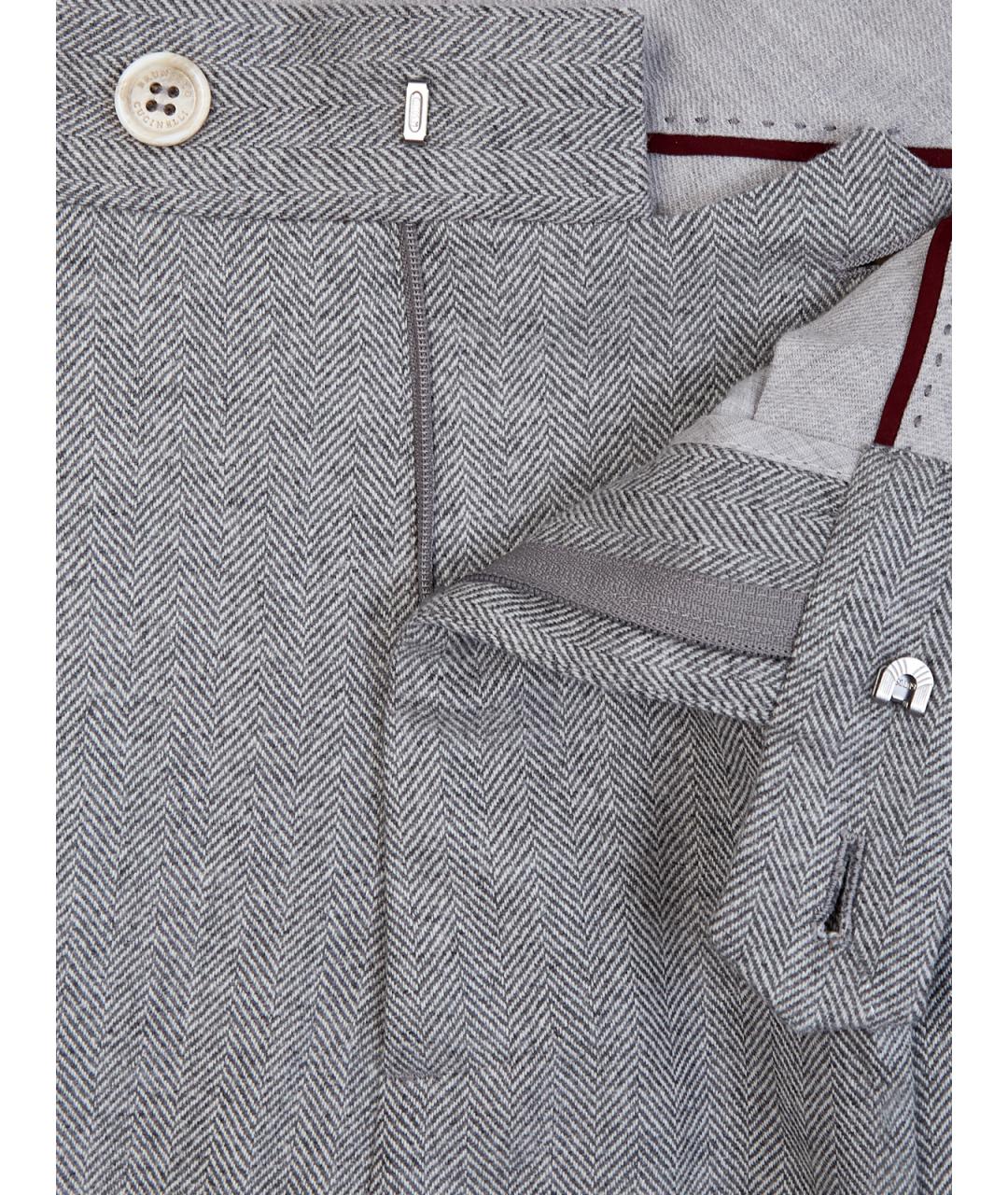 BRUNELLO CUCINELLI Серые шерстяные повседневные брюки, фото 6