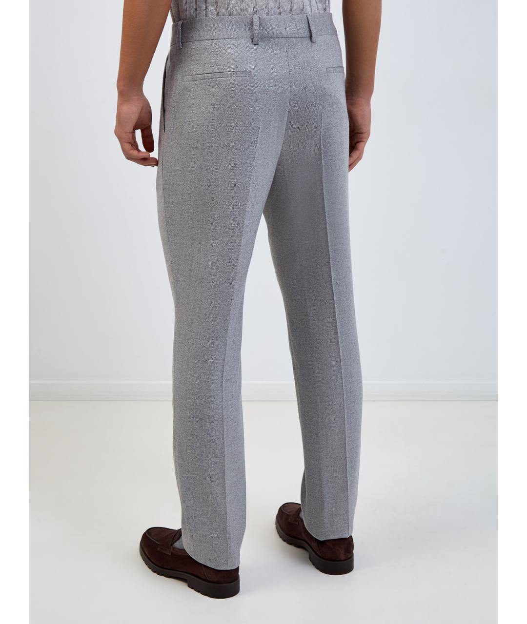 BRUNELLO CUCINELLI Серые шерстяные повседневные брюки, фото 4